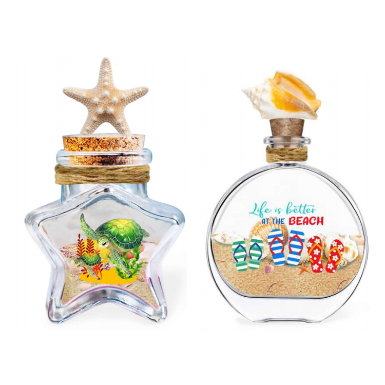 Custom Logo Heart Shape Decorative Sand Bottle Beach Seashell Souvenir Small Sand Bottle