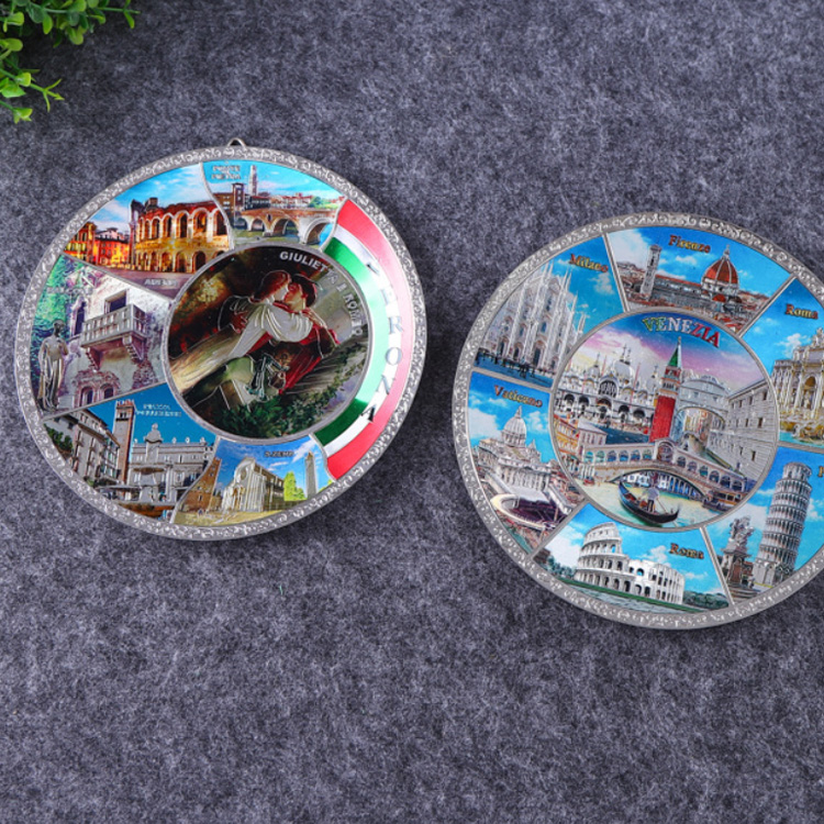 Wholesale Custom Logo Country City Scenery Decoration Plaque Foil Metal Plate Skyline New York Souvenir Plate