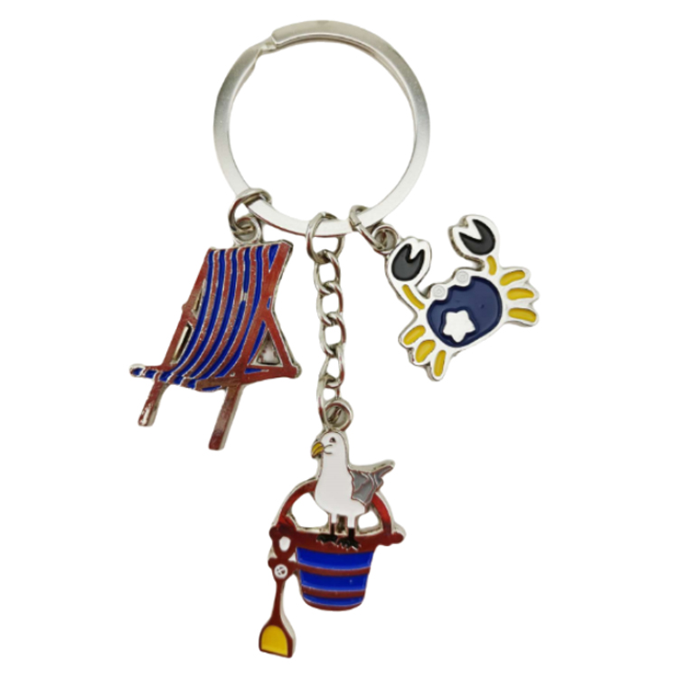 Custom logo Epoxy Metal Surfing Palm Tree Keyring Beach Souvenir Orlando Florida Keychains