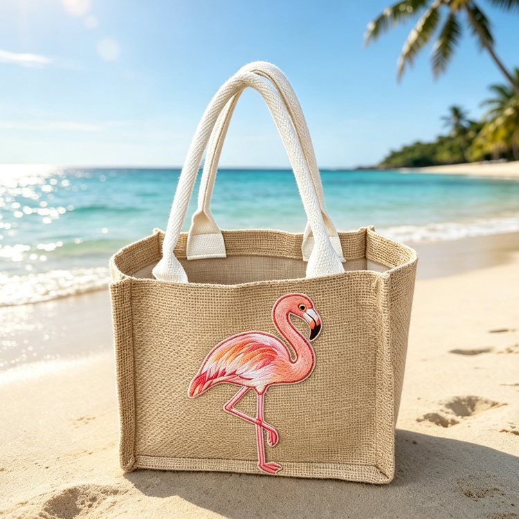 Custom Logo Design Ocean Beach Souvenir Shell Mini Linen Jute Tote Tote
