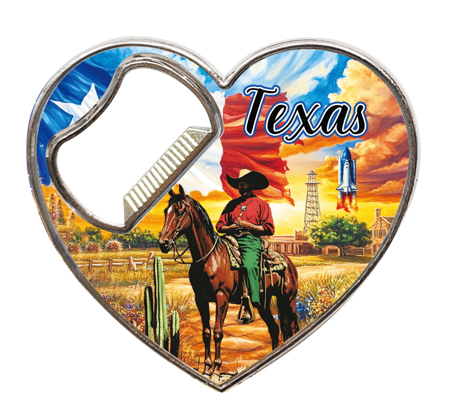 Custom logo Design Cowboy Dallas Texas Souvenir Metal Fridge Magnet Texas Bottle Opener