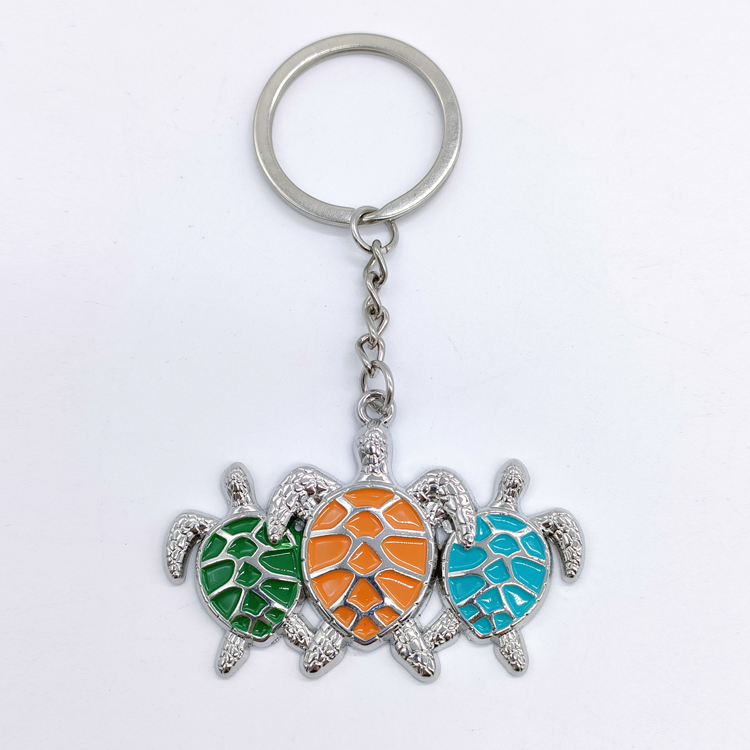 Custom Logo Metal Keyring Travel Gift Guadeloupe Souvenir Turtle Keychain