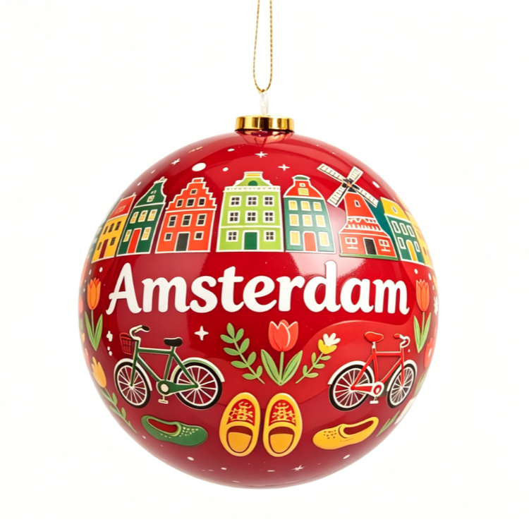 Custom Logo Design Netherlands Travel Gift Holland Souvenir Amsterdam Christmas Ball Ornament