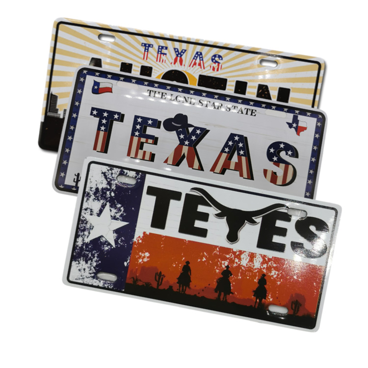 Custom Logo Design Metal Texas License Plate Magnet Austin Souvenir Fridge Magnet