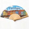 Custom Logo Design Printing Wood Denmark Hand Fan Copenhagen Souvenir Wooden Hand Fan