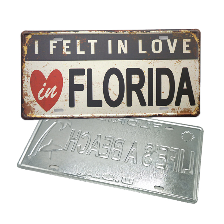 Custom Logo Embossed Printing Metal Aluminum Decorative Car License Plate Amsterdam Souvenir License Plate
