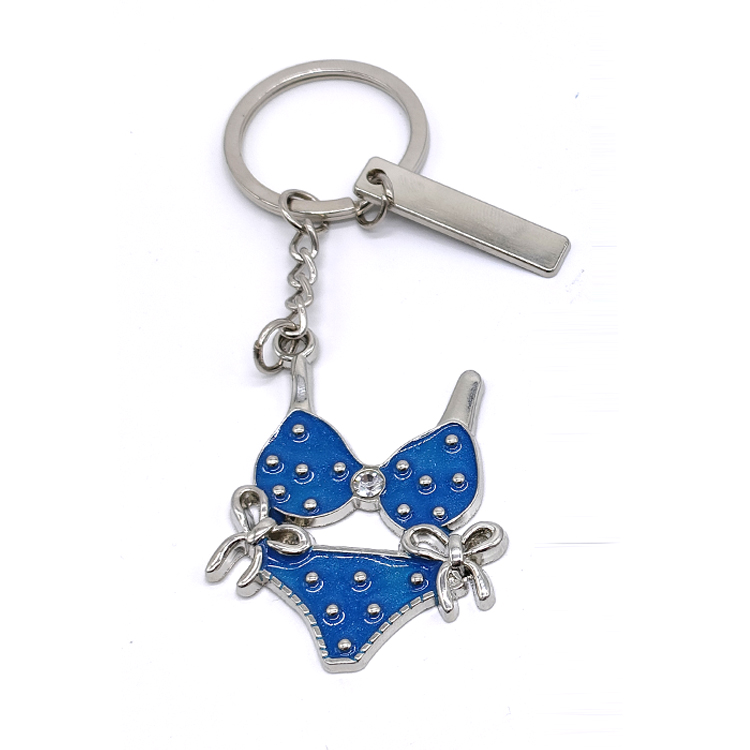 Custom Logo Metal Summer Vacation Keychain Surf Beach Souvenir Bikini Keyring