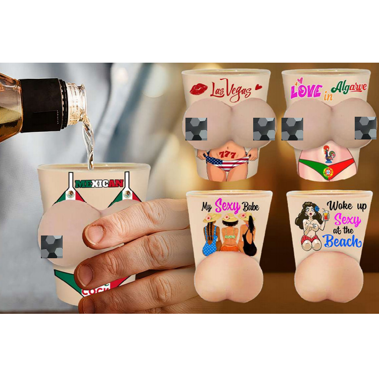 Factory Customized Logo Personalized 3D Sexy Lady Breast Shot Glass Bikini Shotglass