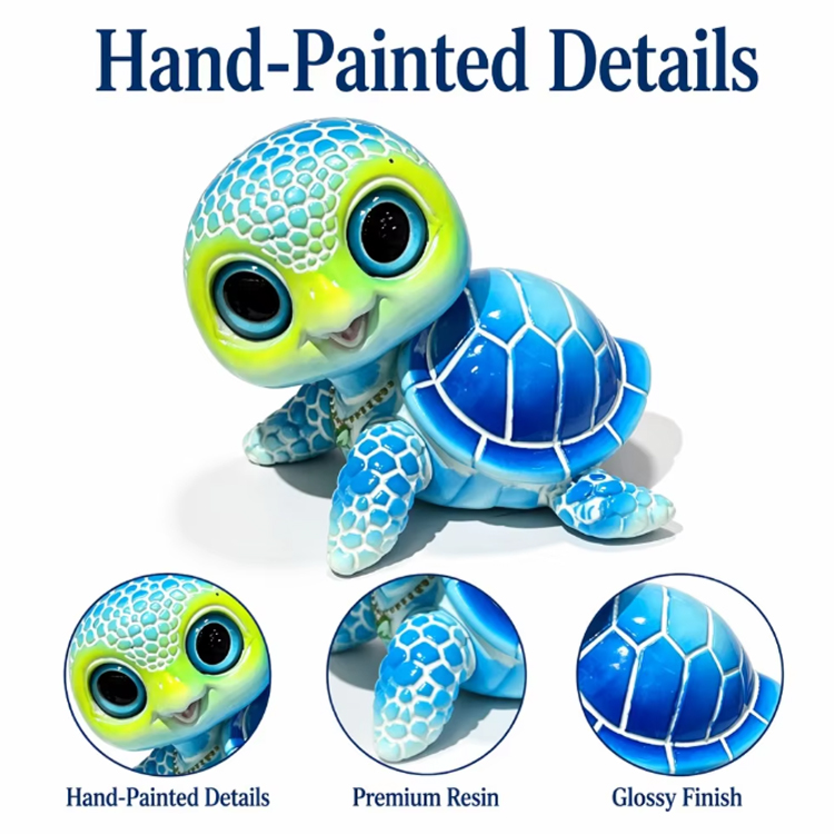 Factory Custom Logo Ocean Marine Beach Souvenir Decor Resin Turtle Figurine Cute Sea Turtle Statue