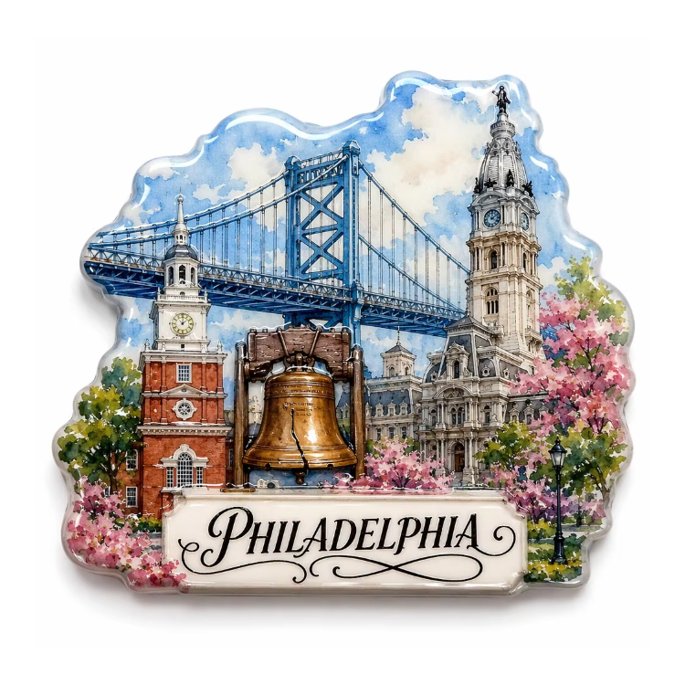 Custom logo 3d Printing Pennsylvania Philadelphia Souvenir Resin Fridge Magnet Philadelphia Magnet