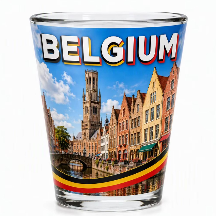 Custom Logo Design Travel Gift Shot Glasses Ghent Brussels Belgium Souvenir Shot Glass