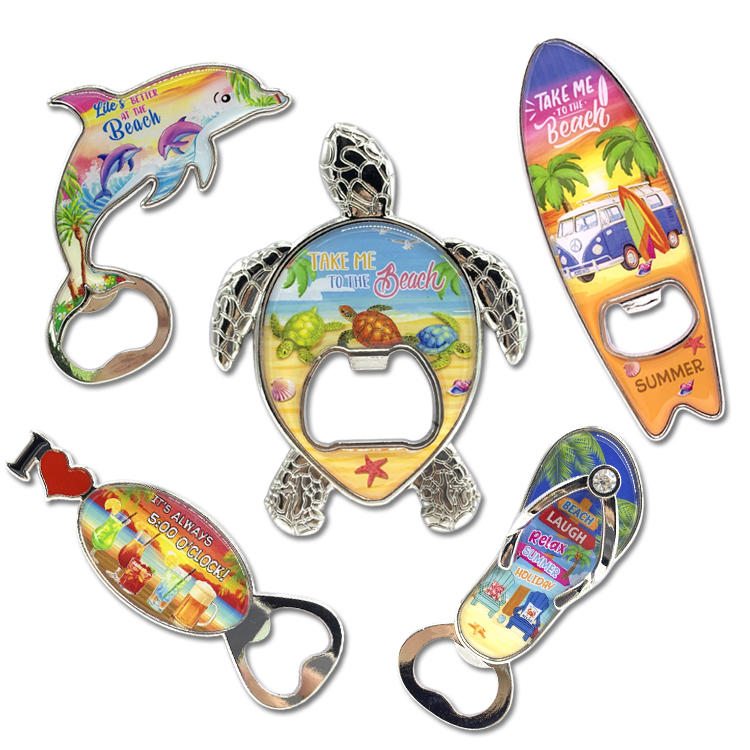 Custom Logo Printed Alloy Metal Nautical Souvenir Lighthouse Fridge Magnet Bottle Opener