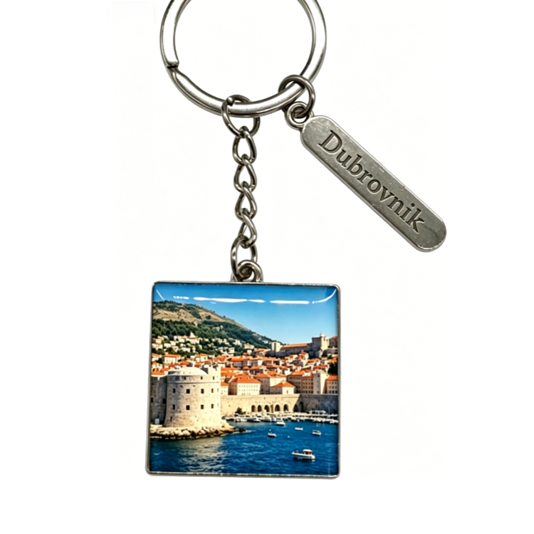 Custom Logo Metal Epoxy Croatia Keyring Adriatic Coast Dubrovnik Souvenir Keychain
