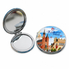 Custom Design Printing Pu Leather Souvenir Mini Makeup Mirror Krakow Poland Pocket Mirror