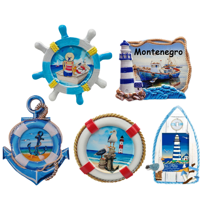 Custom Logo Design Resin Printing Seagull Seal Coastal Magnet Leba Poland Souvenirs Fridge Magnet