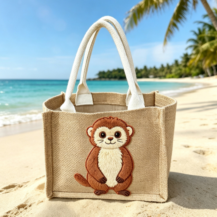 Custom Logo Design Ocean Beach Souvenir Shell Mini Linen Jute Tote Tote