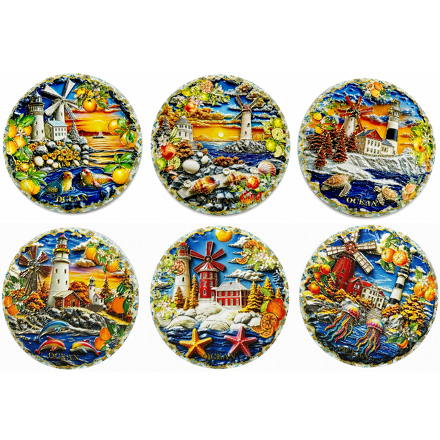 Custom Logo 3D Embossed Gold Printing Ocean Style Beach Souvenir Sea Animal Ceramic Turtle Coaster