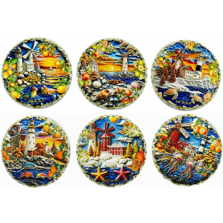 Custom Logo 3D Embossed Gold Printing Ocean Style Beach Souvenir Sea Animal Ceramic Turtle Coaster