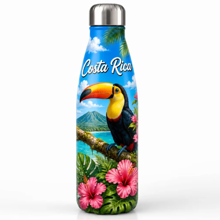 Custom Design Souvenir Costa Rica Cola Bottle Vacuum Insulated Stainless Steel Water Bottle Tumbler 