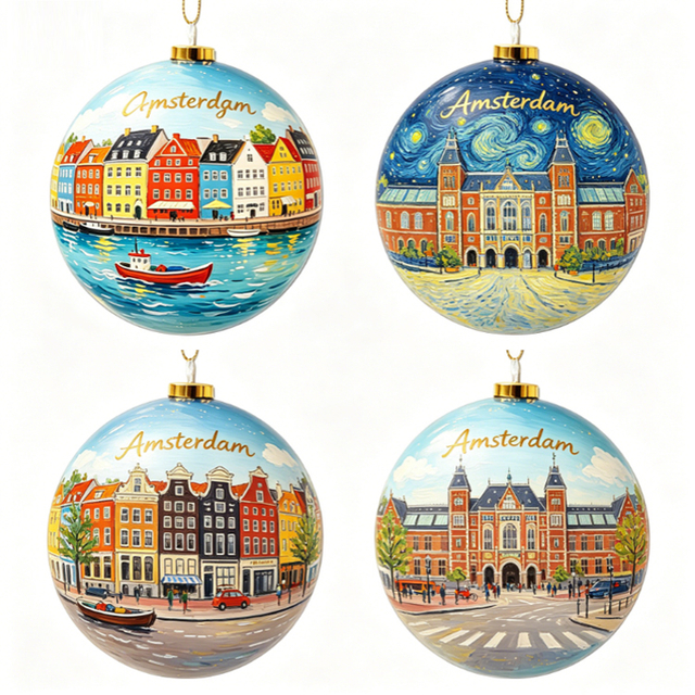 Custom Logo Design Printed Christmas Ornament Copenhagen Denmark Souvenirs Copenhagen Christmas Ball