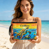 Custom Design Printing Caribbean Beach Turtle Tourist Souvenir Neoprene Travel Bag Makeup Bag Neoprene Cosmetic Bag