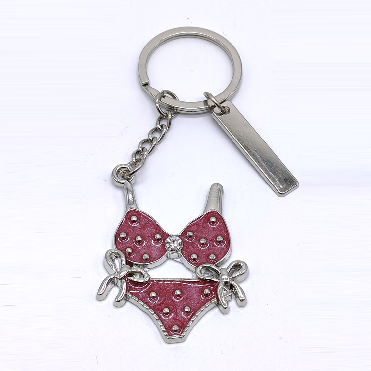 Custom Logo Metal Summer Vacation Keychain Surf Beach Souvenir Bikini Keyring
