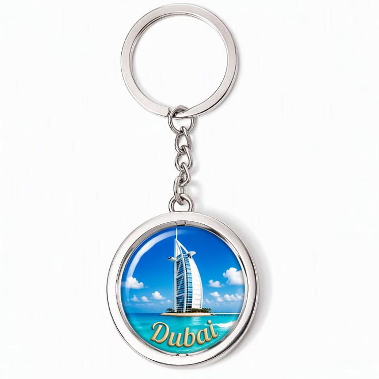 Custom Logo Travel Gift Burj Al Arab Burj Khalifa Dubai Skyline Metal Keyring Dubai Souvenir Keychain