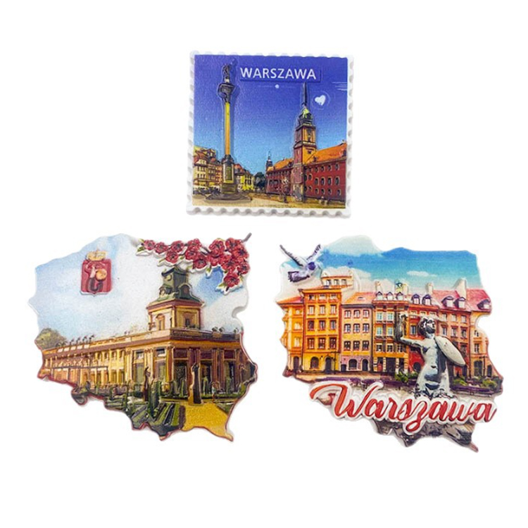 Custom Factory Resin Printed Refrigerator Magnet Poland Polish Souvenir Warsaw Krakow Fridge Magnet