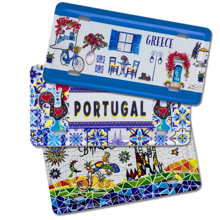 Custom 3D Printed Metal Souvenir Crete Santorini Greece License Plate Fridge Magnet