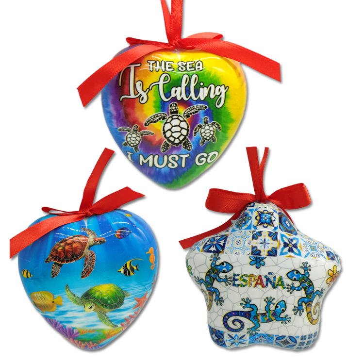 Wholesale Plastic Foam Christmas Ball Ornament Custom Design Souvenir Beach Flamingo Christmas Ball