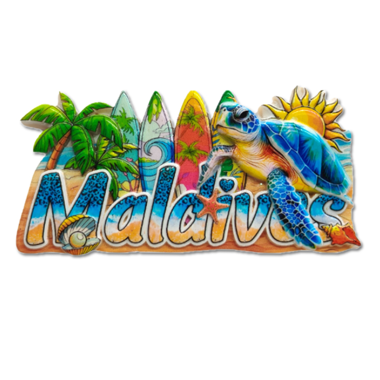 Custom Logo Dolphin Beach Surfboard Resin Printed Refrigerator Magnet Seychelles Souvenir Fridge Magnet