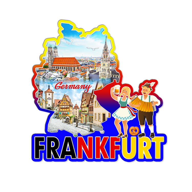 Factory Custom Logo Wood Germany Refrigerator Magnetic Sticker Souvenir Frankfurt Fridge Magnet