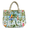 Custom Logo Printing Canvas Beach Souvenir Hawaii Aloha Tropical Palm Leaf Beach Tote Bag