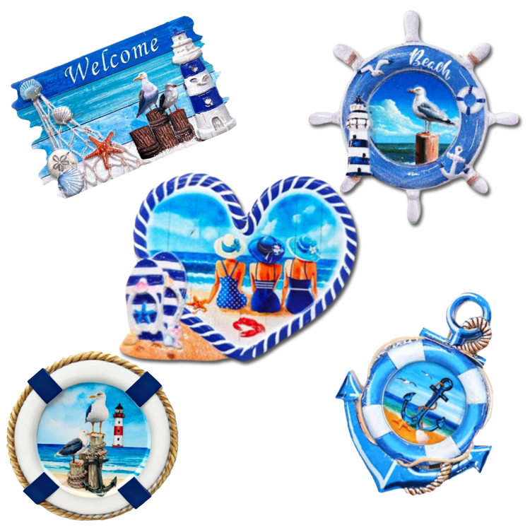 Custom Logo Design Resin Printing Seagull Seal Coastal Magnet Leba Poland Souvenirs Fridge Magnet