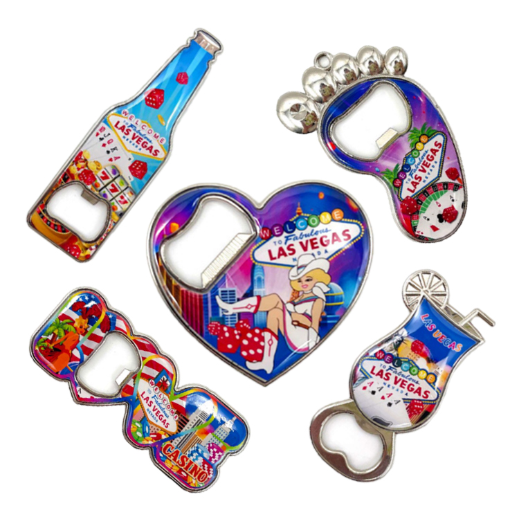 Wholesale Las Vegas Travel Gift Alloy Metal Fridge Magnet Bottle Opener Custom Printing Souvenir Las Vegas Bottle Opener