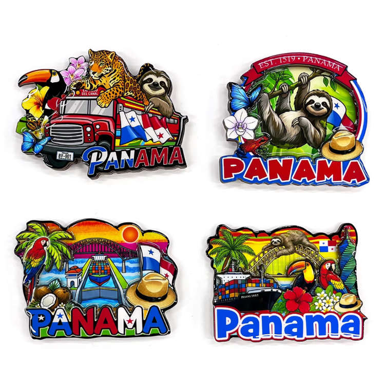 Wholesale Custom Logo Design MDF Wood Panama Magnet Souvenir Panama Fridge Magnet