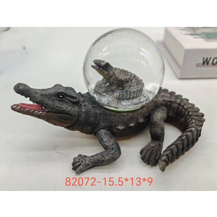 Custom Logo Animal Florida Souvenir Alligator Snowglobe Resin Crocodile Snow Globe