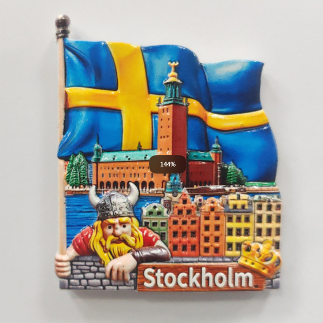 Wholesale Resin Swedish Flag Sweden Magnet Custom Sweden Souvenir Gifts Fridge Magnet