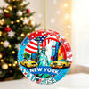 Customized USA City Souvenir Ceramic Hanging Christmas Ornament Double Sided Printing Ceramic Christmas Ornament