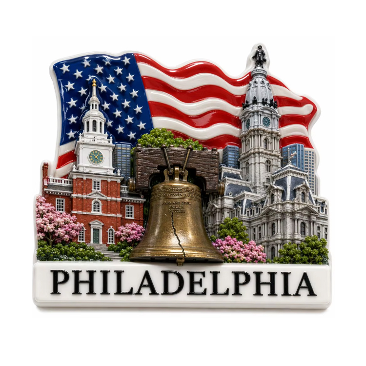 Custom logo 3d Printing Pennsylvania Philadelphia Souvenir Resin Fridge Magnet Philadelphia Magnet