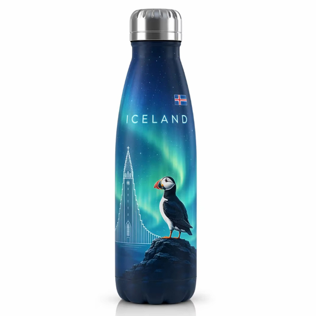Custom Printing Northern Lights Souvenir Mug Stainless Steel Flask Icelandic Reykjavik Iceland Souvenir Water Bottle