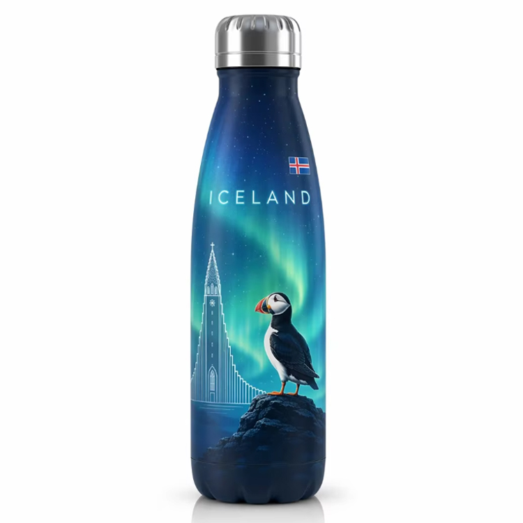Custom Printing Northern Lights Souvenir Mug Stainless Steel Flask Icelandic Reykjavik Iceland Souvenir Water Bottle