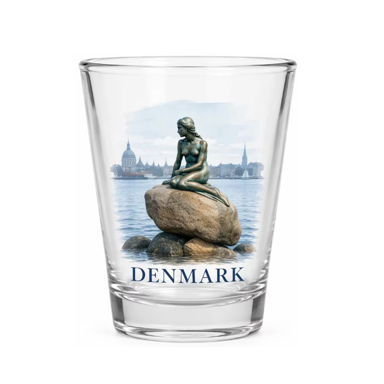 Customized OEM ODM Full Print Shot Glasses Souvenir Copenhagen Denmark Shot Glass
