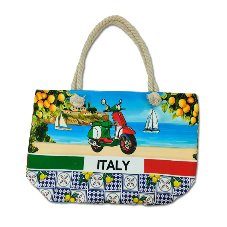 Custom Logo Printing Canvas Women Beach Bag Souvenir Denmark Copenhagen Tote Bag