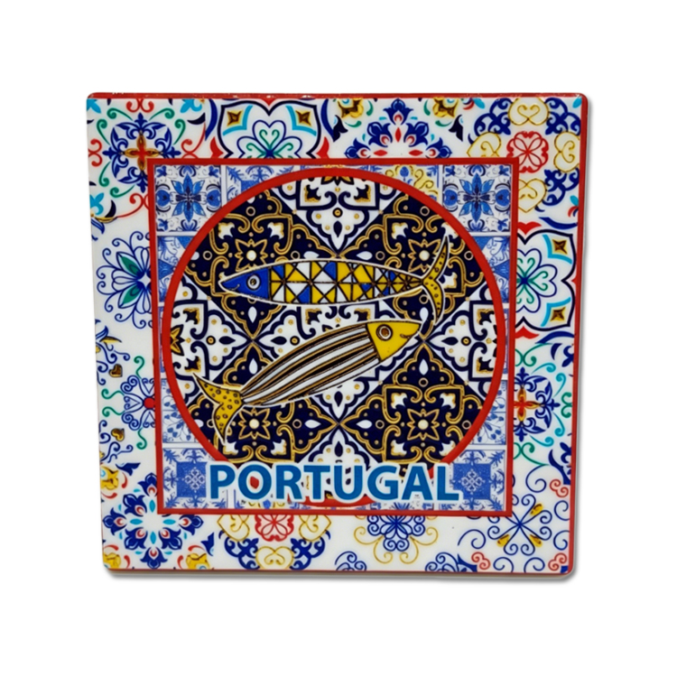 Custom Logo Design 3D Embossed Bronzing Printing Souvenir Porto Lisbon Portugal Ceramic Coaster