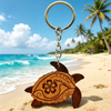 Factory Wholesale Custom Logo MDF Wood Classic Turtle Keychain Hawaii French Polynesia Souvenir Keychain