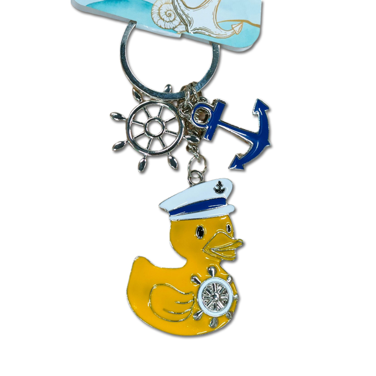 Custom Logo Design Duck Keyring Tourist Souvenir Cute Alloy Metal Yellow Duck Keychain