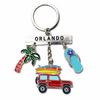 Custom logo Epoxy Metal Surfing Palm Tree Keyring Beach Souvenir Orlando Florida Keychains