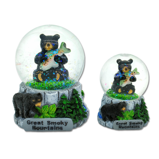 Factory Wholesale Custom Logo Animal Water Globe Great Smoky Mountains Souvenir Resin Black Bear Snow Globe