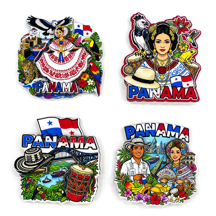 Wholesale Custom Logo Design MDF Wood Panama Magnet Souvenir Panama Fridge Magnet